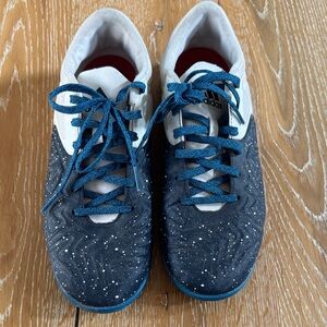 Adidas Indoor soccer shoes blue and White with Blue Laces